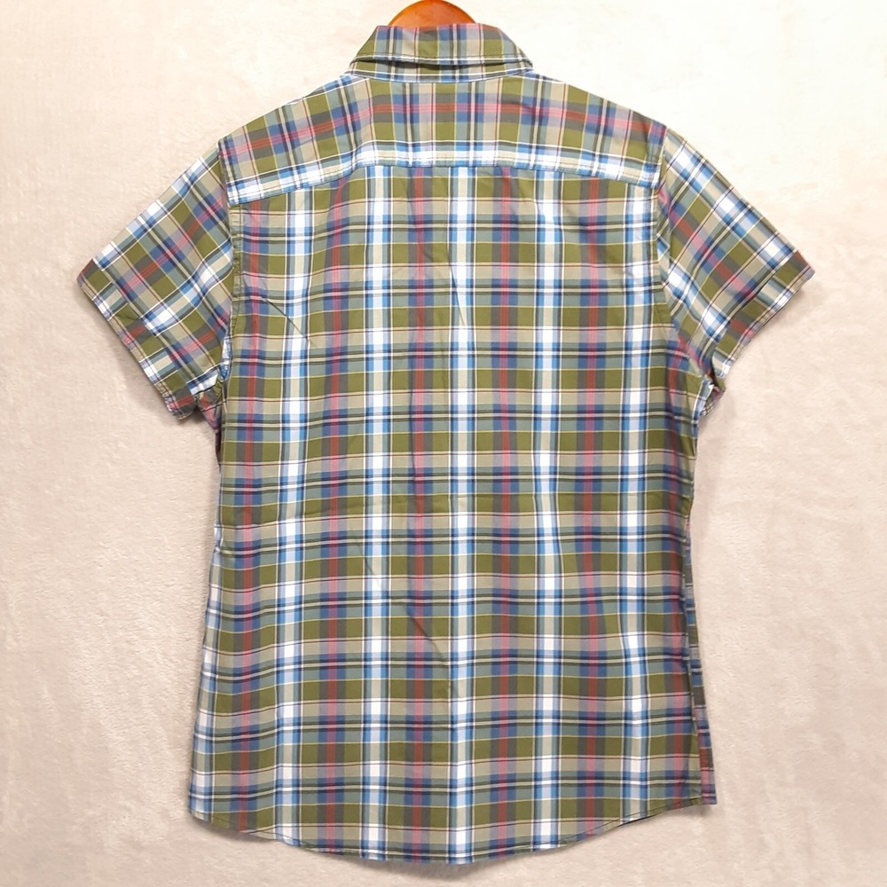 Abercrombie & Fitch Mens Muscle Short Sleeve Button Shirt Sz.M/Green-Plaid/Logo - Picture 6 of 14